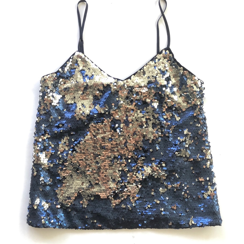 NWOT 1STATE BLUE SEQUIN HALTER - Picture 2 of 5